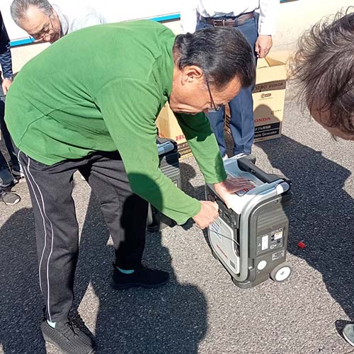 10月10日㈯　結小学校・結幼稚園において避難物資や発電機の作動点検等を行いました。